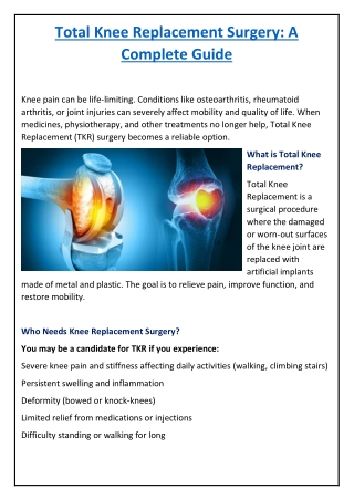 Total Knee Replacement Surgery