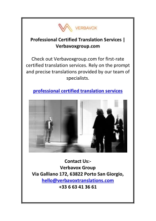Professional Certified Translation Services | Verbavoxgroup.com