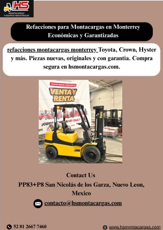 Refacciones para Montacargas en Monterrey Económicas y Garantizadas