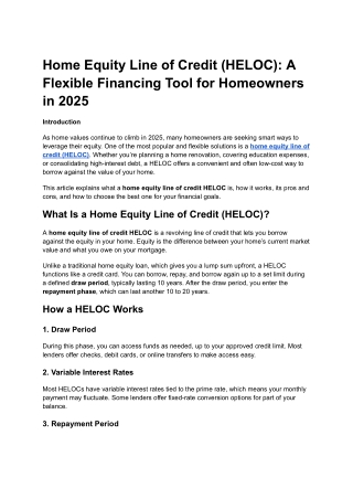 home equity line of credit heloc