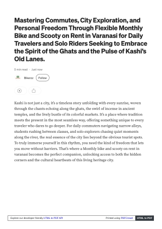 Ride With Joy Using Monthly bike and scooty on rent in Varanasi Now