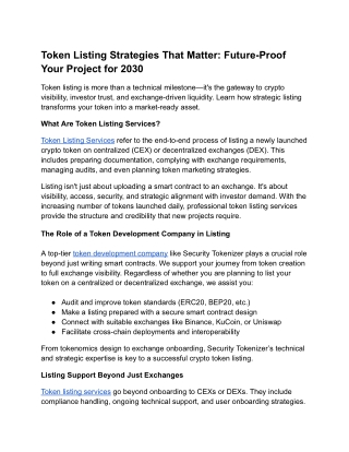 Token Listing Strategies That Matter Future-Proof Your Project for 2030
