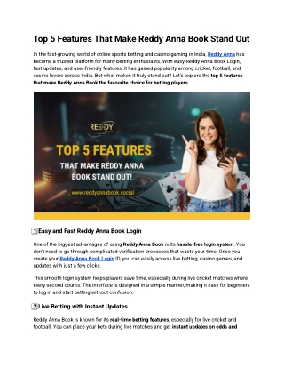 Top 5 Features That Make Reddy Anna Book Stand Out