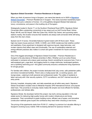 Signature Global Cloverdale – Premium Residences in Gurgaon (1)