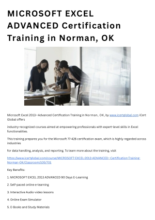 MICROSOFT EXCEL ADVANCED Certification Training in Norman, OK