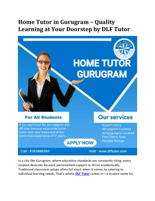 Home tutor Gurugram | Home tuition Gurugram