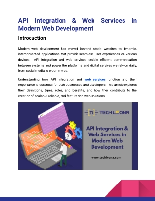 API Integration & Web Services in Modern Web Development_Tech Leona