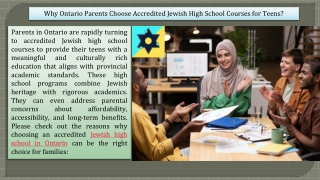 Why Ontario Parents Choose Accredited Jewish High School Courses for Teens?
