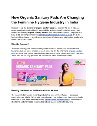 How Organic Sanitary Pads Are Changing the Feminine Hygiene Industry in India