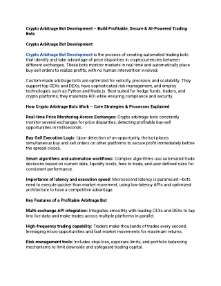 Crypto Arbitrage Bot Development – Build Profitable, Secure & AI-Powered Trading Bots