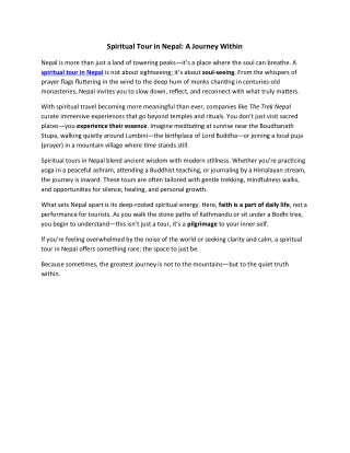 Spiritual Tour in Nepal: A Journey Within