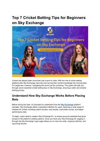 Top 7 Cricket Betting Tips for Beginners on Sky Exchange