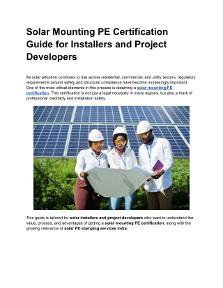 Solar Mounting PE Certification Guide for Installers and Project Developers