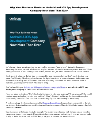 Why Your Business Needs an Android and iOS App Development Company Now More Than