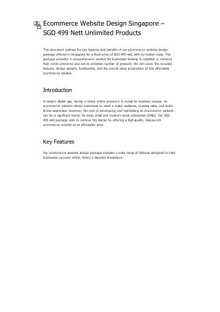 Ecommerce Website Design Singapore – SGD 499 Nett Unlimited Products