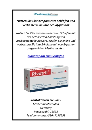 Nutzen Sie Clonazepam zum Schlafen und verbessern Sie Ihre Schlafqualität