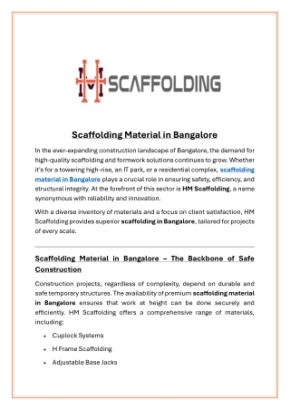 Scaffolding Material in Bangalore