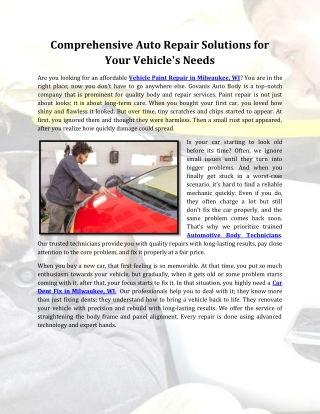 Comprehensive Auto Repair Solutions for Your Vehicle's Needs