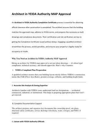 Architect in YEIDA Authority MAP Approval