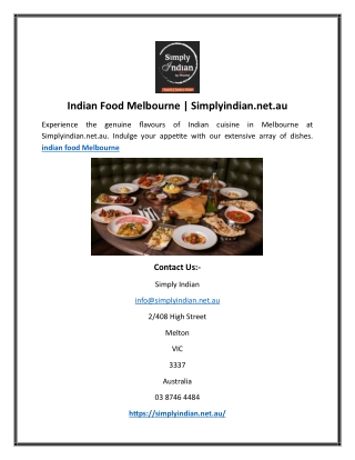 Indian Food Melbourne | Simplyindian.net.au