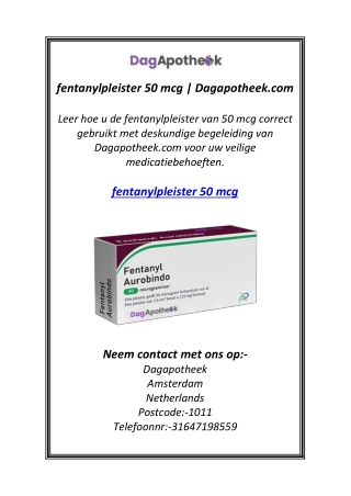 fentanylpleister 50 mcg | Dagapotheek.com