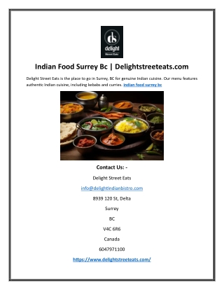 Indian Food Surrey Bc | Delightstreeteats.com