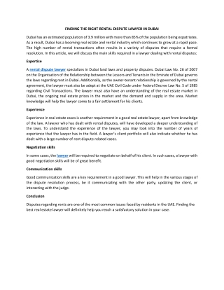 FINDING THE RIGHT RENTAL DISPUTE LAWYER IN DUBAI