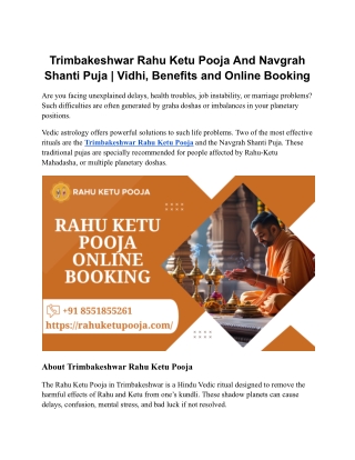 Trimbakeshwar Rahu Ketu And Navgrah Shanti Puja | Vidhi, Benefits, Booking