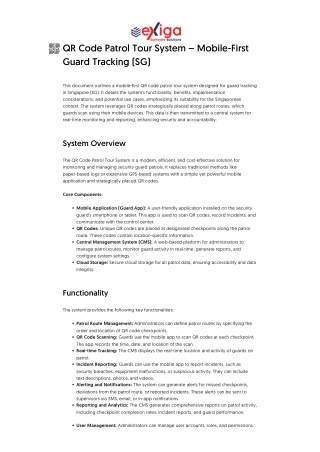 QR Code Patrol Tour System – Mobile‑First Guard Tracking (SG)