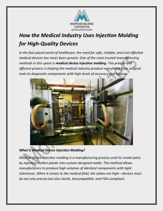 How the Medical Industry Uses Injection Molding for High-Quality Devices