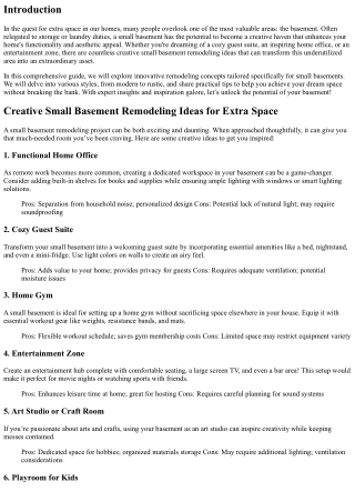 Creative Small Basement Remodeling Ideas for Extra Space