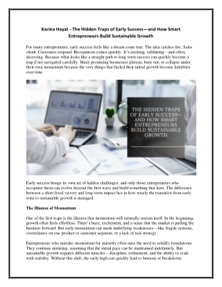 Karina Hayat - The Hidden Traps of Early Success—and How Smart Entrepreneurs Build Sustainable Growth