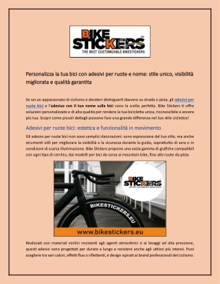 Personalizza la tua bici con adesivi per ruote e nome
