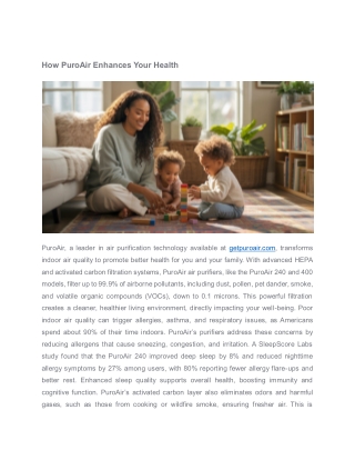 why is the puroair filter system the best for cleaning air and improving health