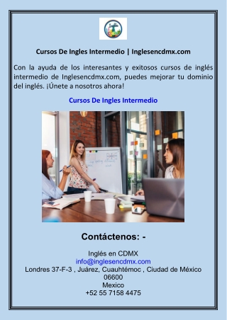 Cursos De Ingles Intermedio  Inglesencdmx.com