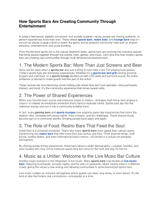 How Sports Bars Are Creating Community Through Entertainment