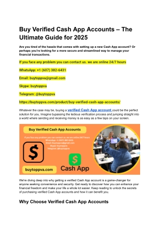 Buy Verified Cash App Accounts – The Ultimate Guide for 2025