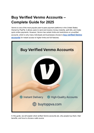 Buy Verified Venmo Accounts – Complete Guide for 2025