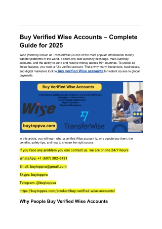 Buy Verified Wise Accounts – Complete Guide for 2025