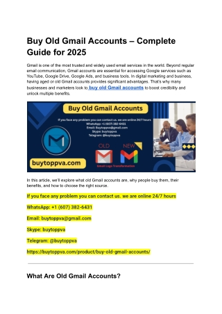 Buy Old Gmail Accounts – Complete Guide for 2025