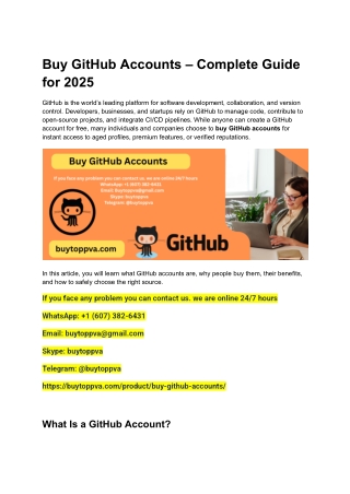 Buy GitHub Accounts – Complete Guide for 2025