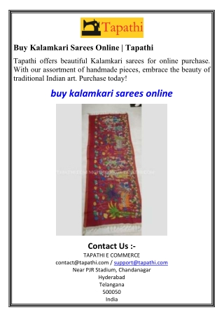Buy Kalamkari Sarees Online | Tapathi