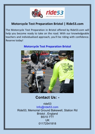 Motorcycle Test Preparation Bristol  Ride53.com