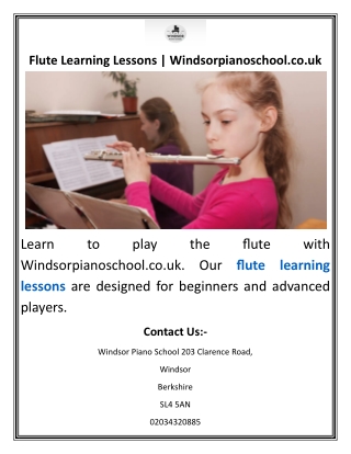Flute Learning Lessons  Windsorpianoschool.co.uk