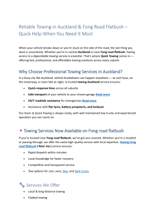 Reliable Towing in Fong Road Flatbush Auckland