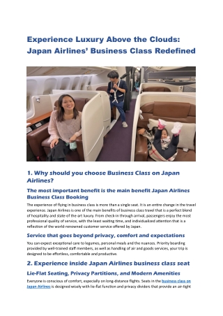 Experience Luxury Above the Clouds Japan Airlines’ Business Class Redefined