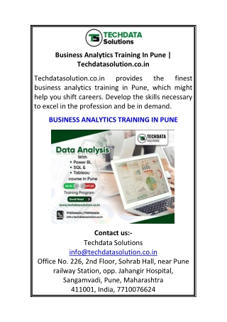 Business Analytics Training In Pune Techdatasolution.co.in