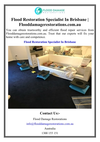 Flood Restoration Specialist In Brisbane | Flooddamagerestorations.com.au