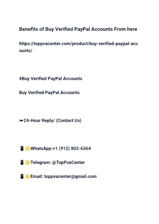 Benefits of Buy Verified PayPal Accounts From here