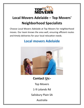 Local Movers Adelaide